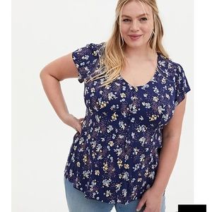 NAVY FLORAL CHALLIS CORSET BACK Torrid, 1, NWT